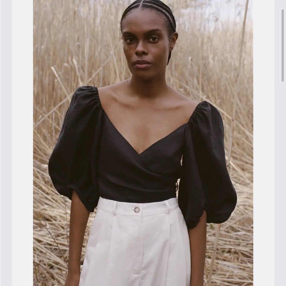 Shaina Mote Linen Wrap Top